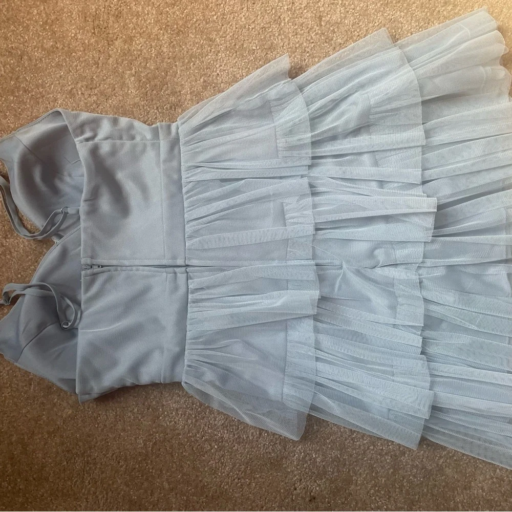 Blue Chiffon ruffle dress size 3 - Picture 2 of 5